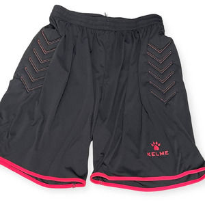 Kelme Mens Soccer Goalie Shorts Size L Gray Padded Goalkeeper Football Pink